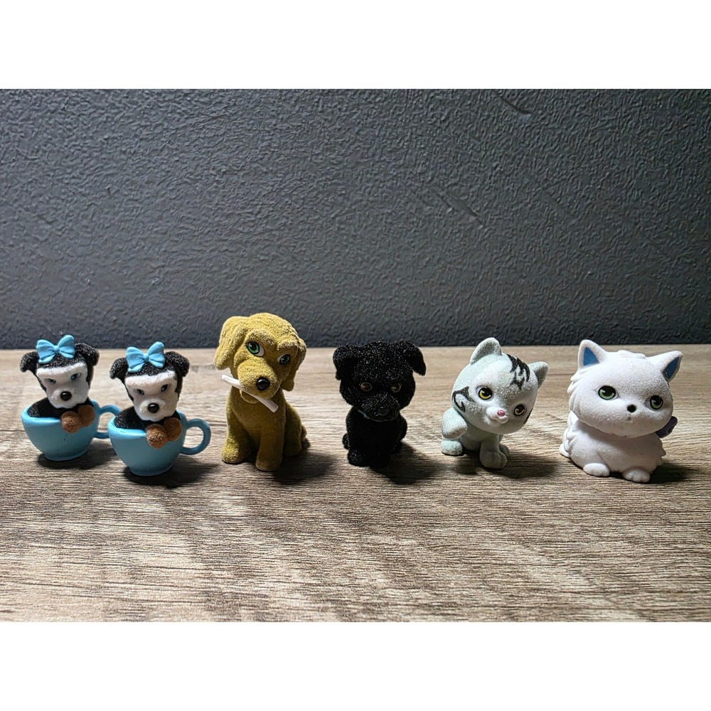 Vintage Puppy In‎ My Pocket Kitty In My Pocket Flocked Miniature Lot 6pc 1990s